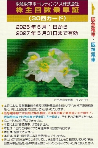 阪急阪神ホールディングス 株主優待乗車証 30回カード≪有効期限：2027