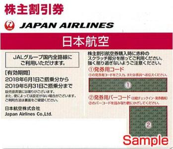 JAL 株主割引券 日本航空