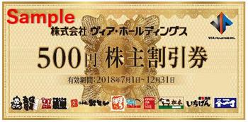 25,000円分　備長扇屋/パステル/ヴィアHD株主割引券500円×50枚